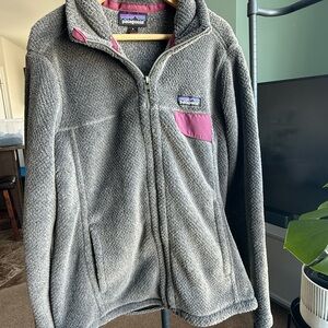 Patagonia Gray Fleece with Purple Trim